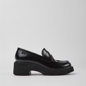 Camper Milah black leather platform loafers / size 39